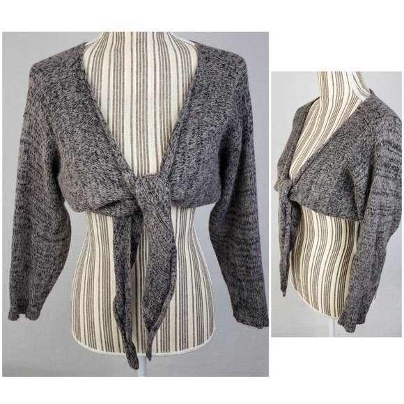 Vintage SUSS Shrug Bolero Knit Merino Wool Alpaca Blend Front Tie Cropped O/S - Picture 1 of 12